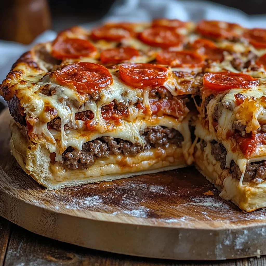 A slice of pizza with pepperoni on a wooden cutting board.