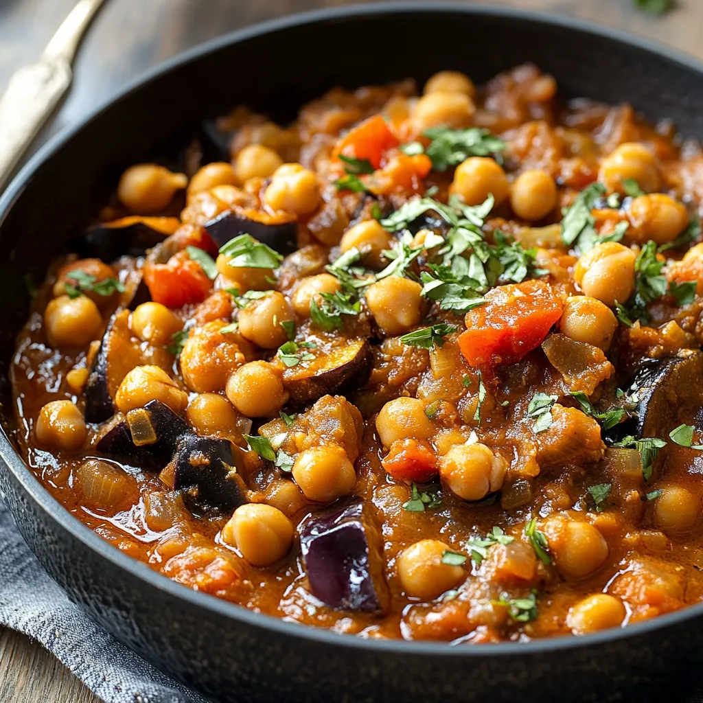 A bowl of food with chickpeas and vegetables.