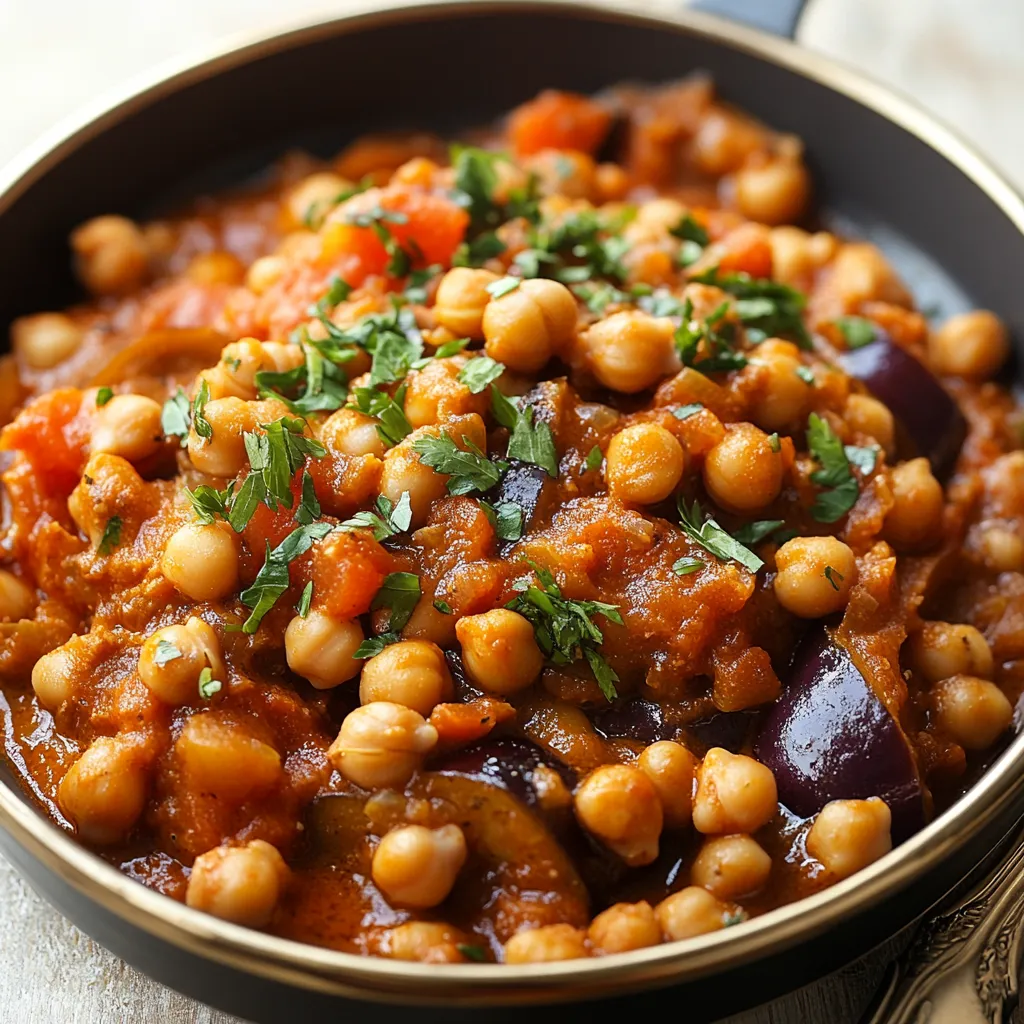 A bowl of food with chickpeas and vegetables.