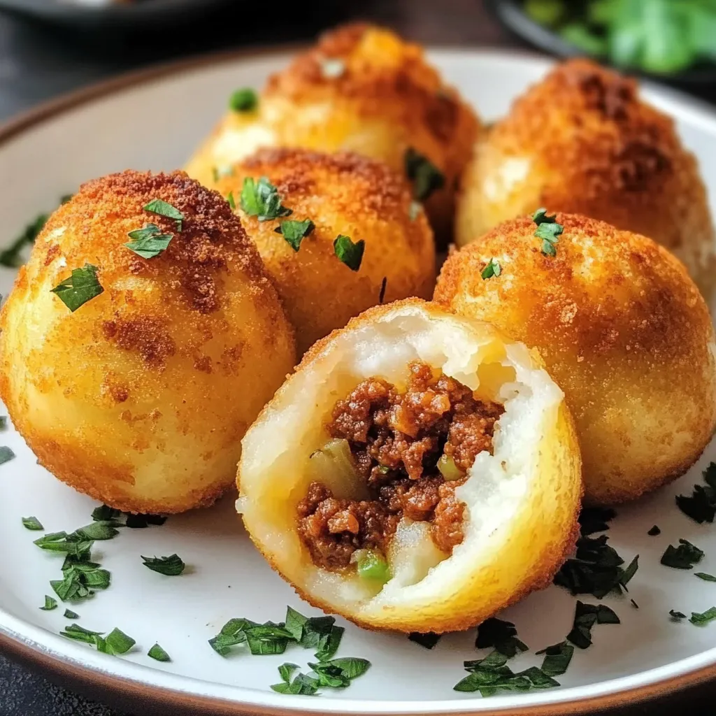 A plate of food with a meatball in the center.