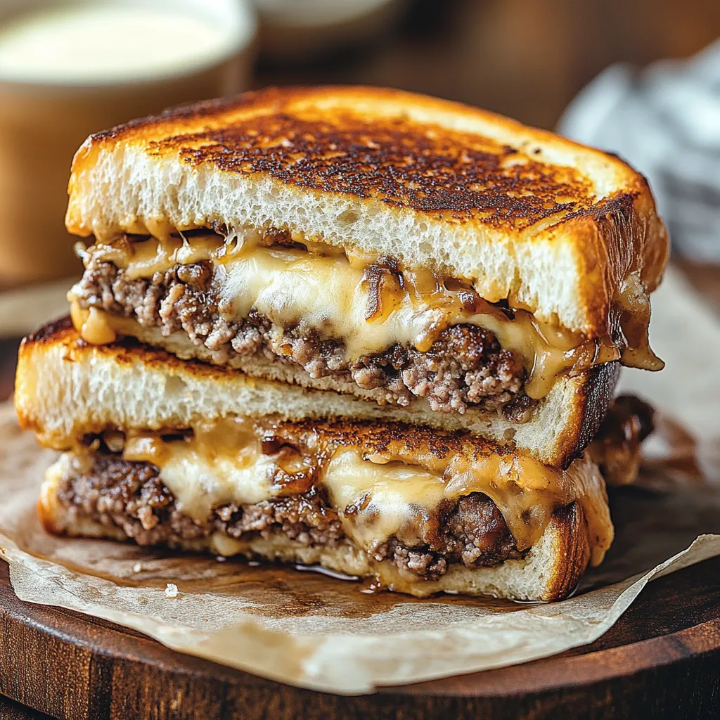 A sandwich with meat and cheese on a wooden table.