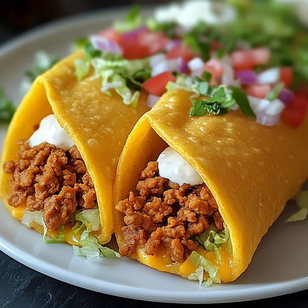 Two tacos with meat and lettuce on a white plate.