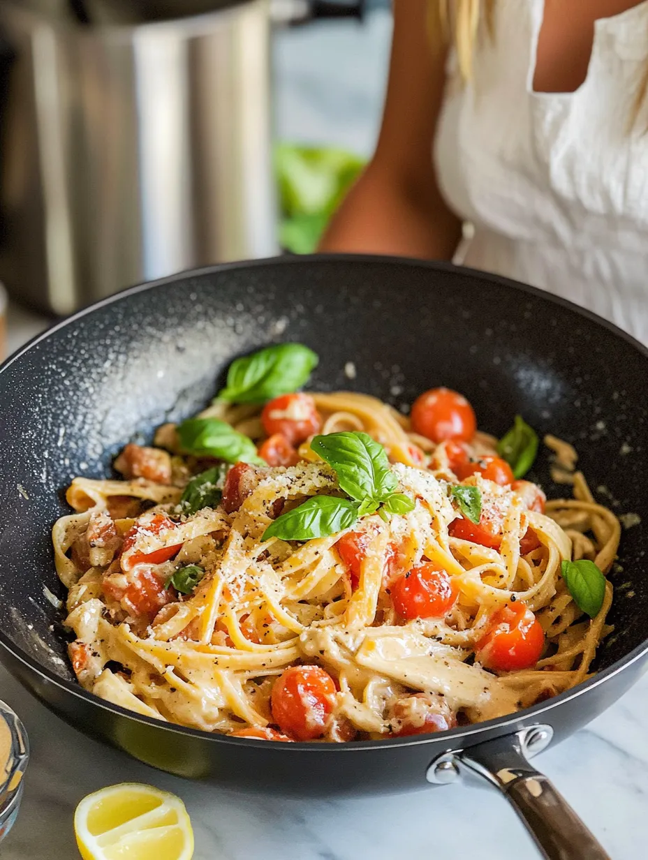 Tahini Pasta with Burst Cherry Tomatoes