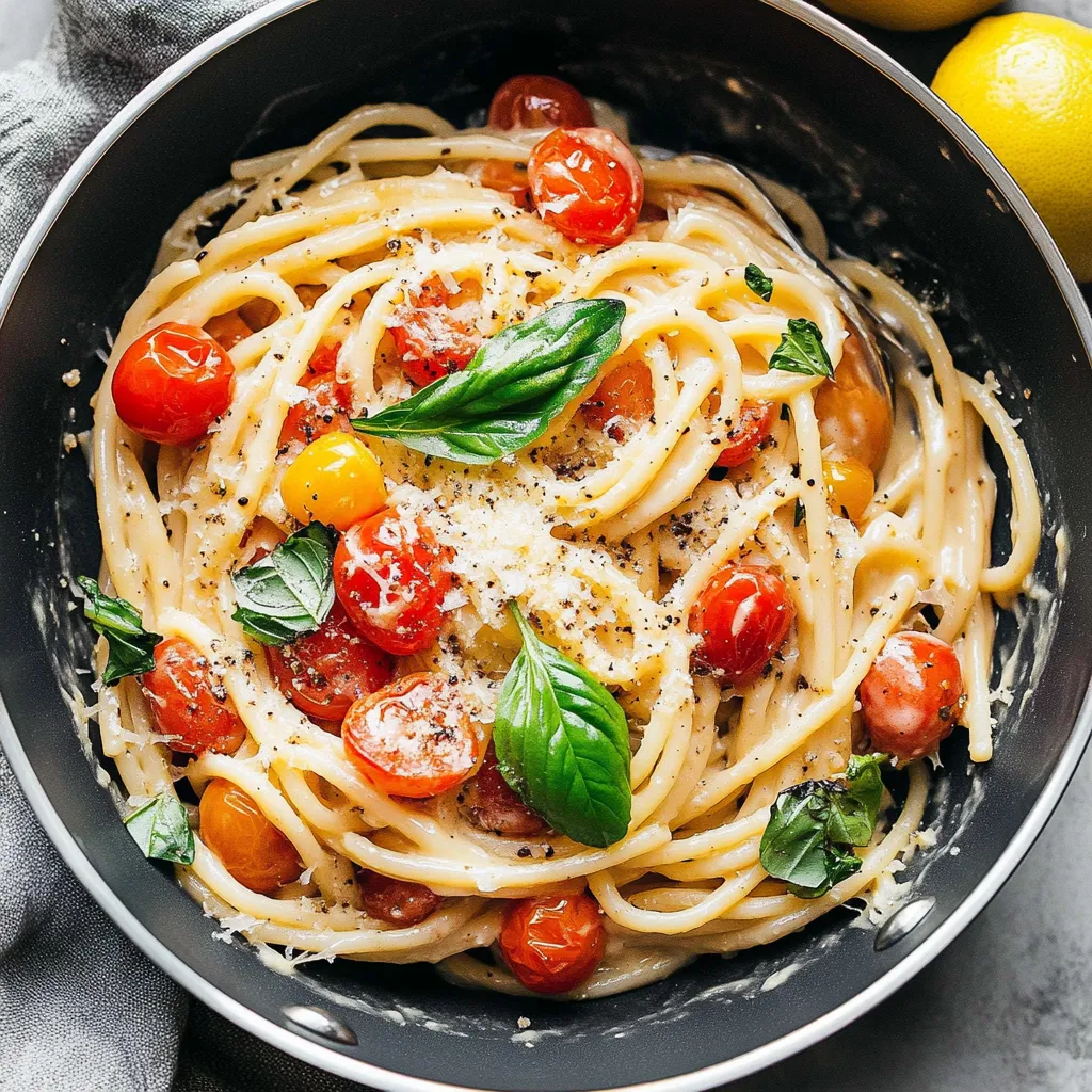 Tahini Pasta with Burst Cherry Tomatoes