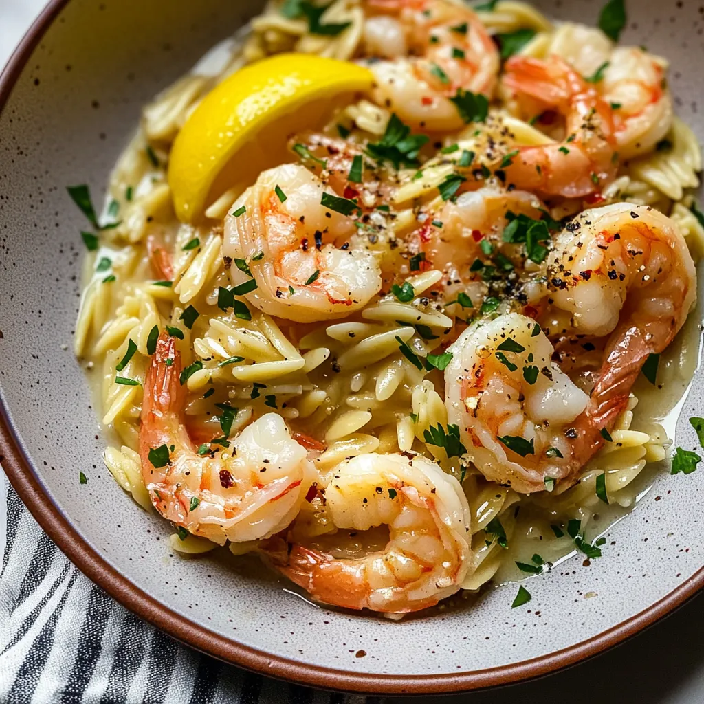 Garlicky Orzo and Shrimp Dish