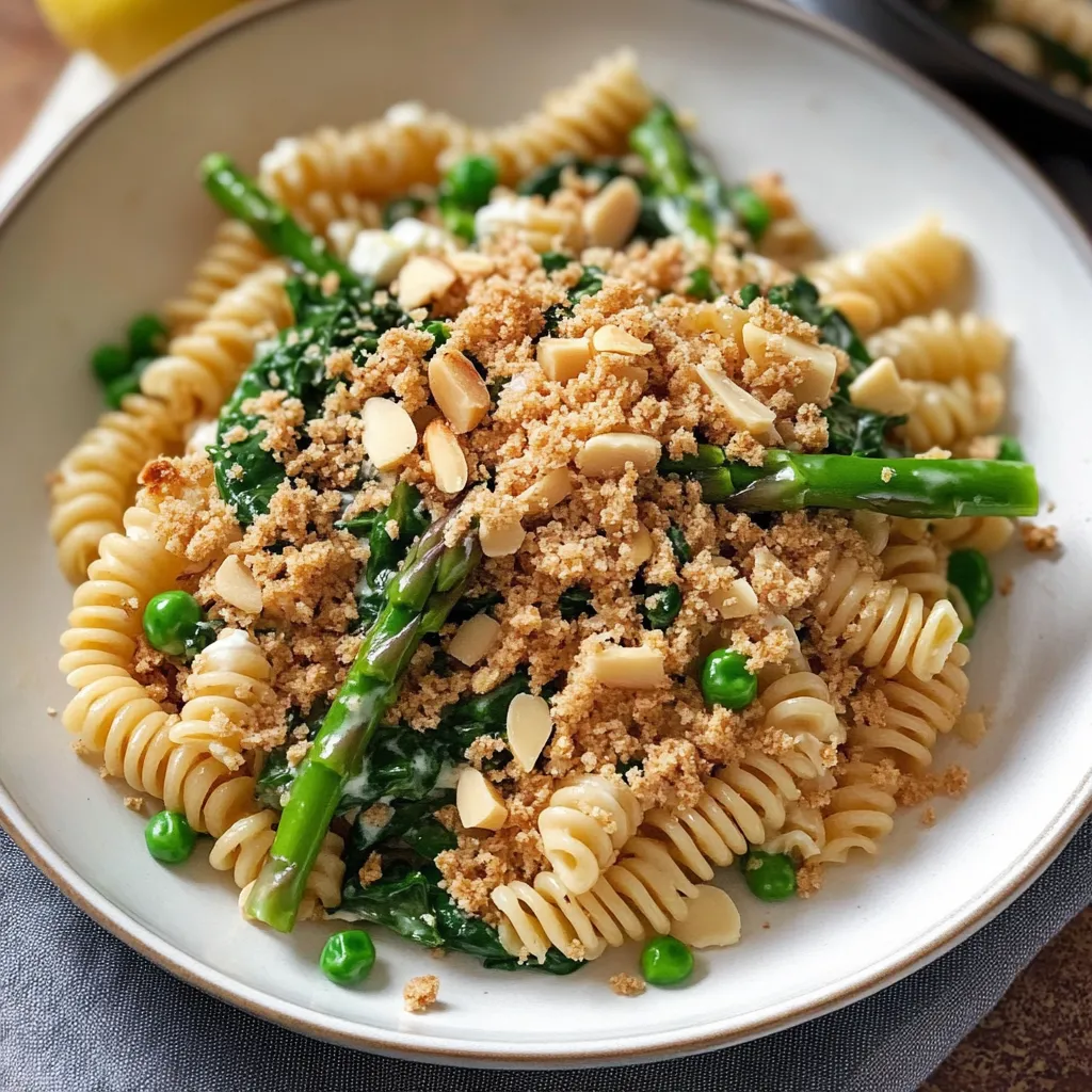 Fusilli Spring Vegetables with Crispy Breadcrumbs