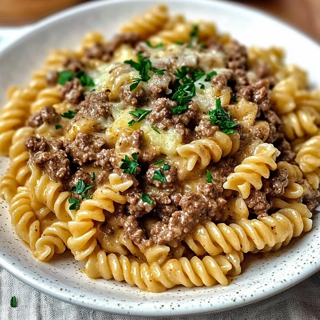 Cheesy Garlic Parmesan Pasta with Beef