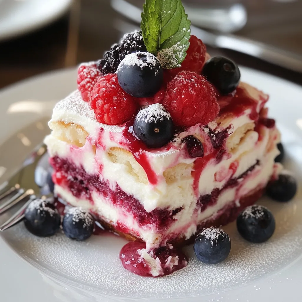 Layered berry dessert with mascarpone