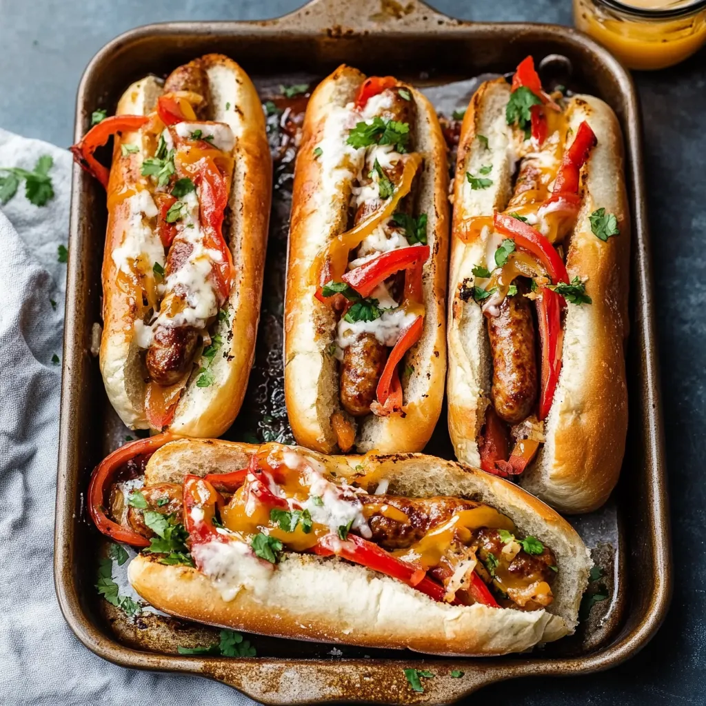 Sheet Pan Italian Sausage Heros with Honey Mustard