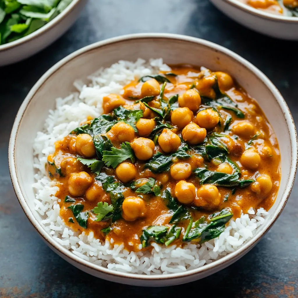 Steph's Chickpea Curry with Spinach and Rice