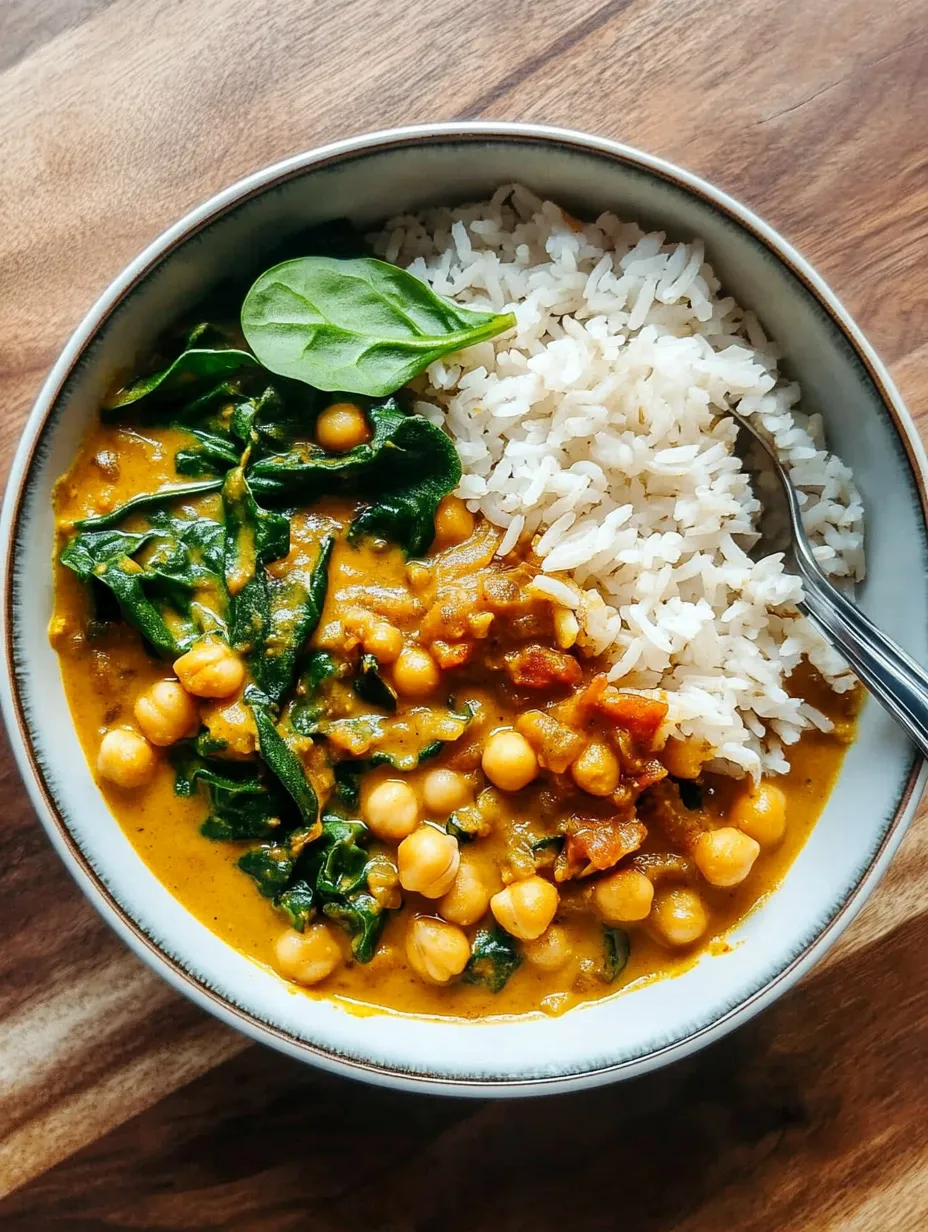 Steph's Chickpea Curry with Spinach and Rice Recipe