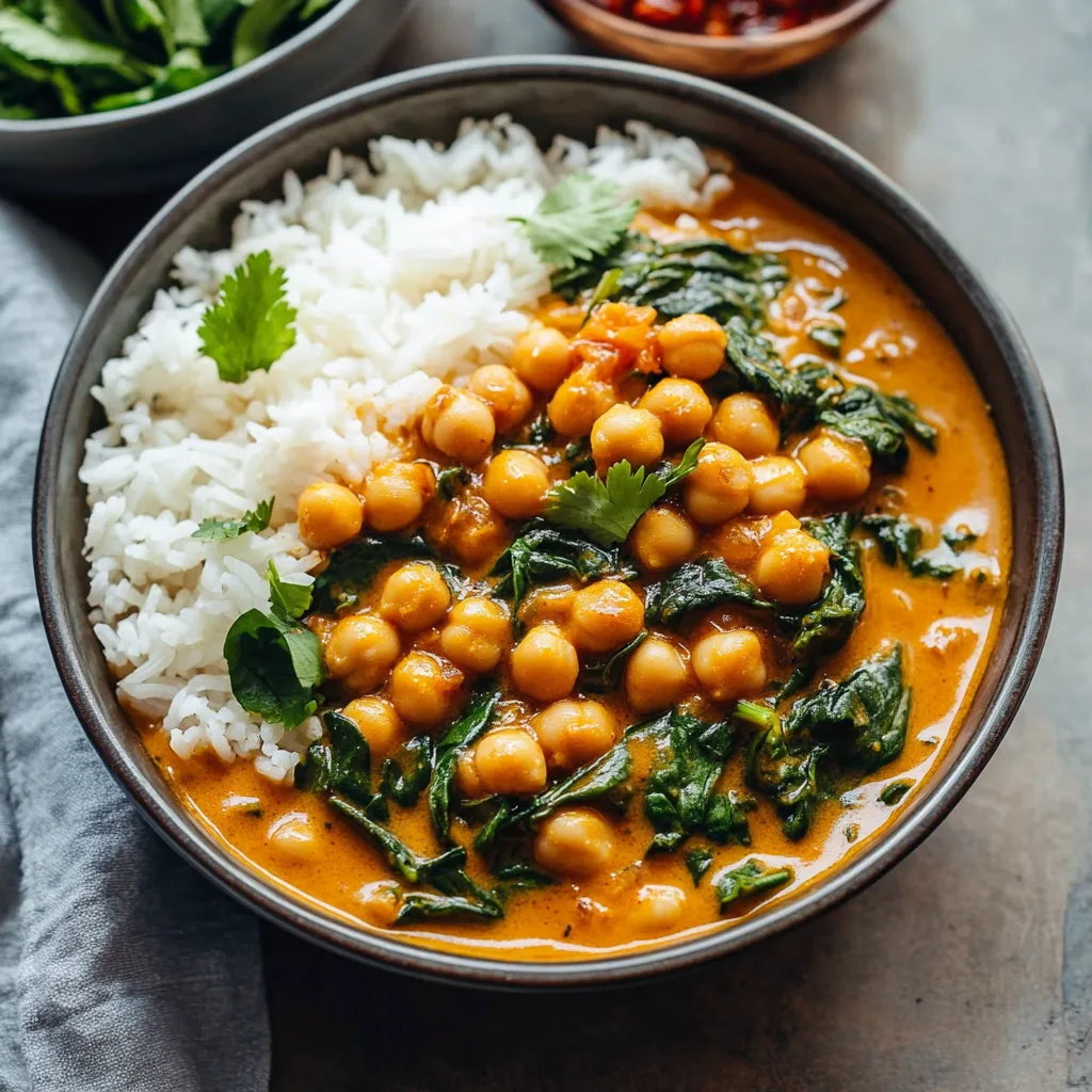 Easy Steph's Chickpea Curry with Spinach and Rice Recipe