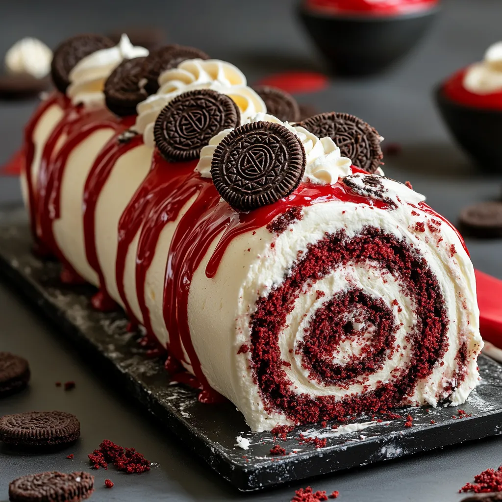 Red Velvet Oreo Cake Roll