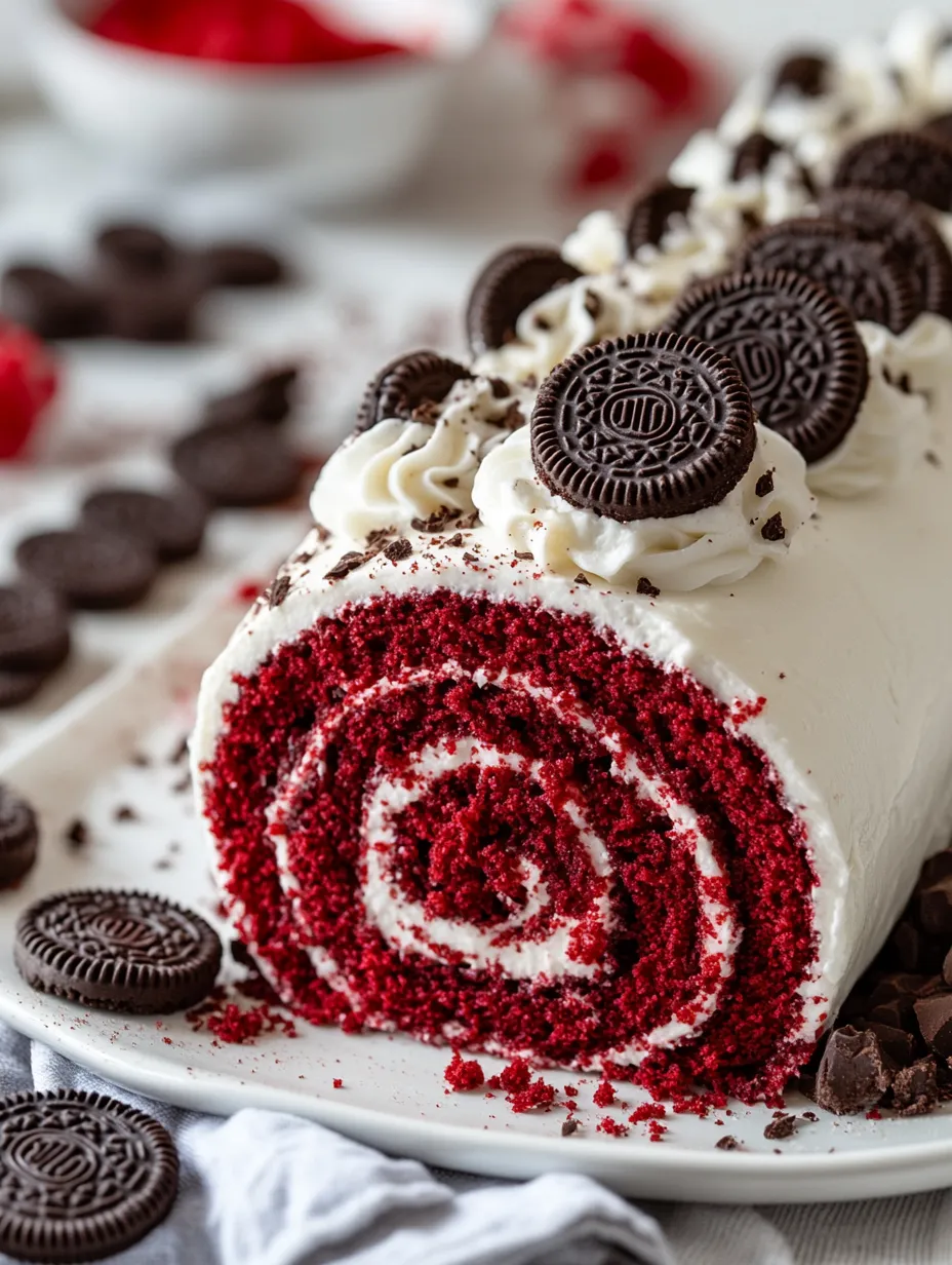 Stunning Red Velvet Oreo Cake Roll