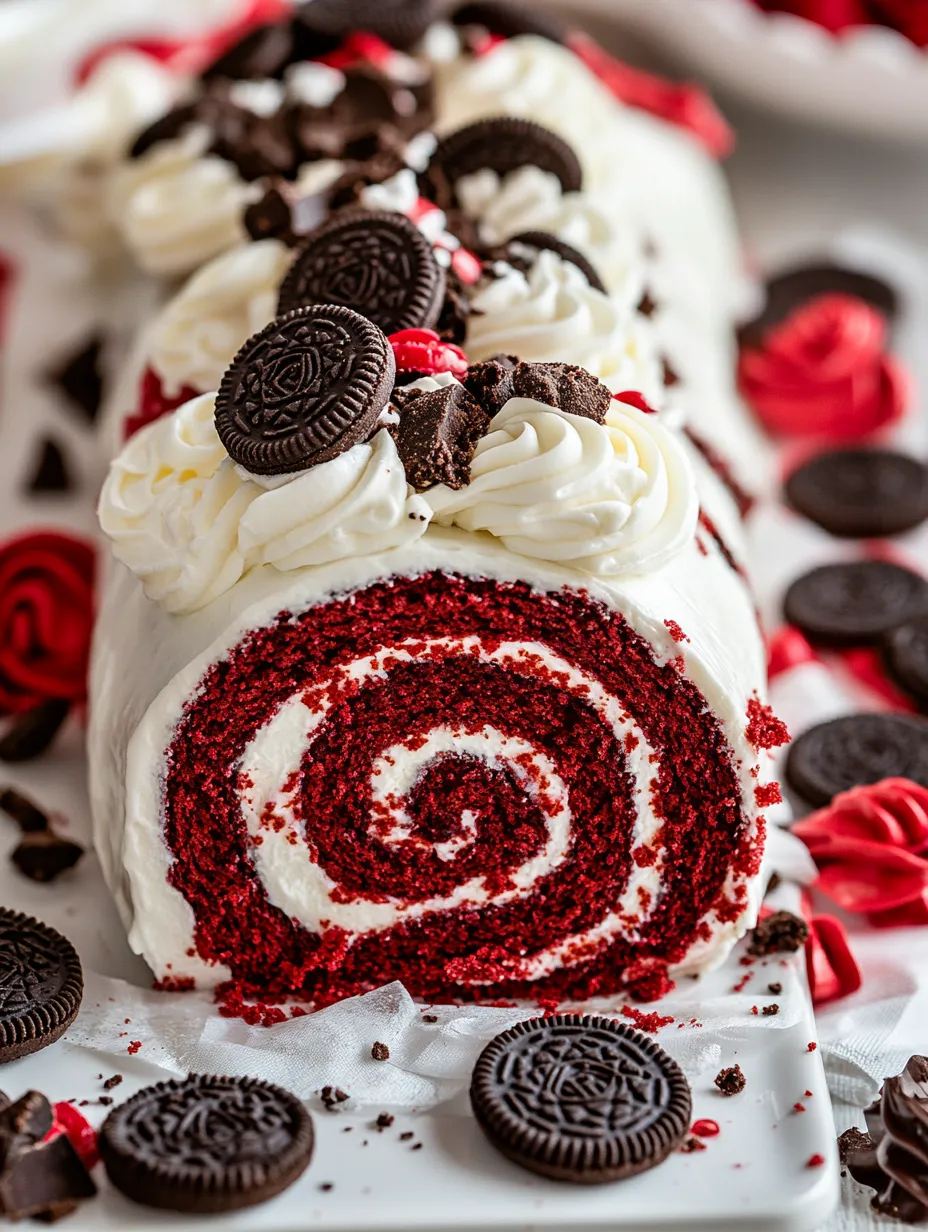 Irresistible Red Velvet Oreo Cake Roll