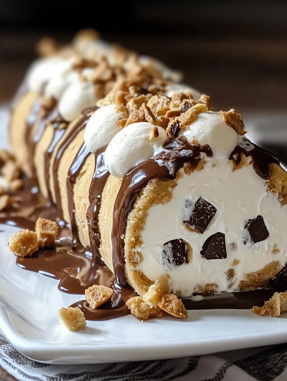 Smores Cookie Dough Ice Cream Roll