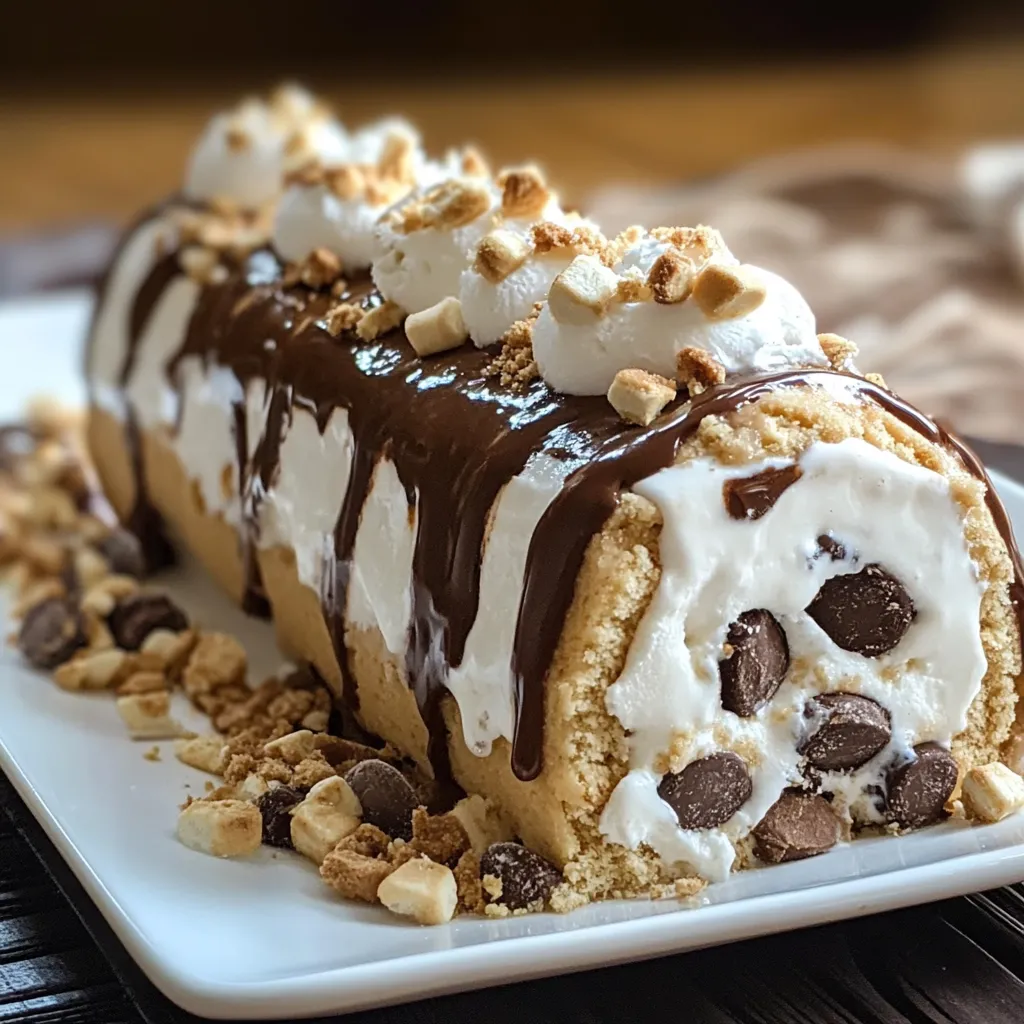 Delicious Smores Cookie Dough Ice Cream Roll