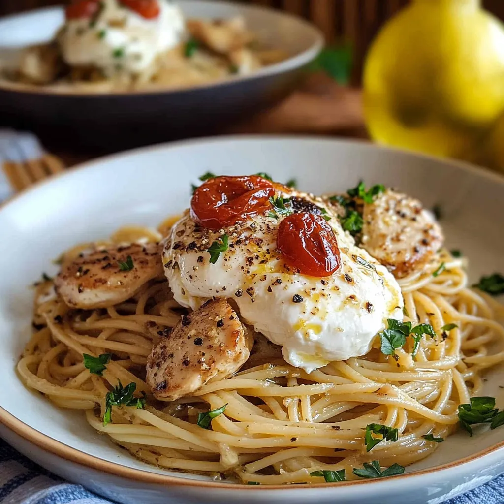 Chicken Spaghetti with Burrata