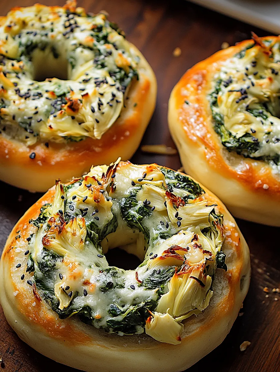 Cheesy Spinach-Artichoke Bagels Recipe