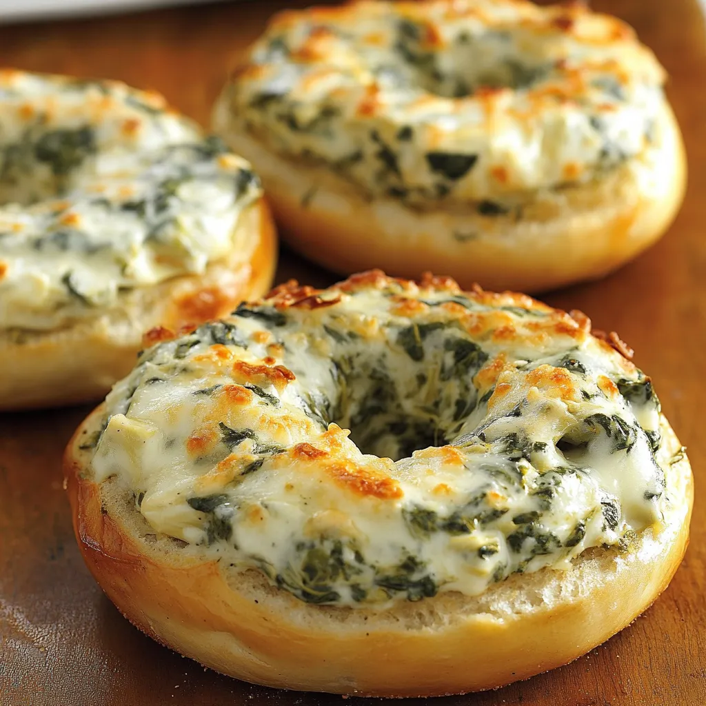 Cheesy Spinach-Artichoke Bagels Recipe