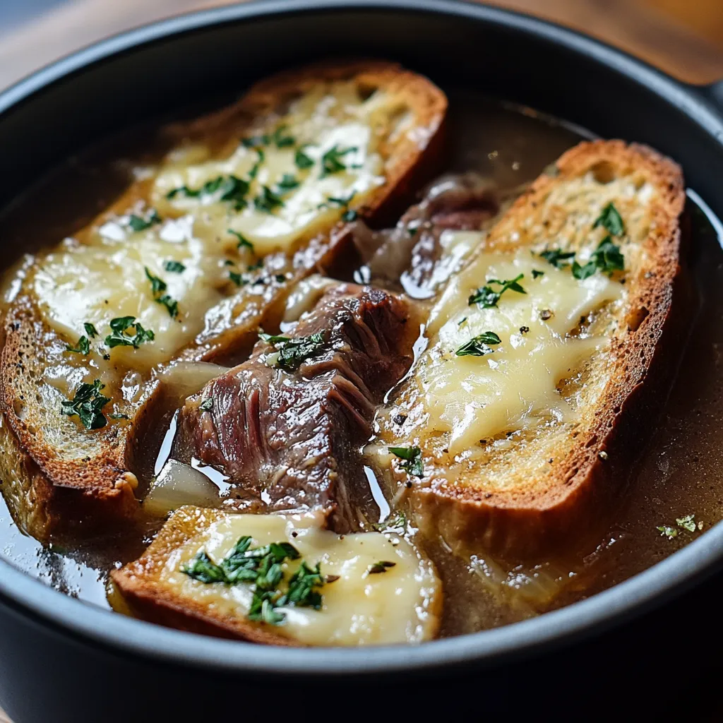French Onion Short Rib Soup with Gruyère Toast