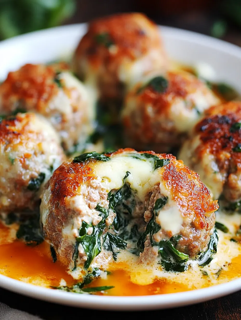 Turkey Meatballs with Mozzarella Centers and Spinach Filling