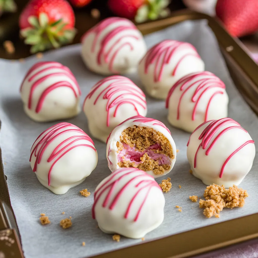5 Ingredient Strawberry Cheesecake Truffles