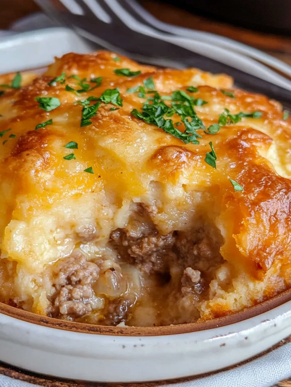 Savory Beef and Cheddar Biscuit Bake