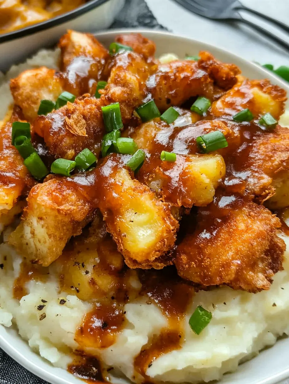 Potato Casserole Topped With Crispy Chicken