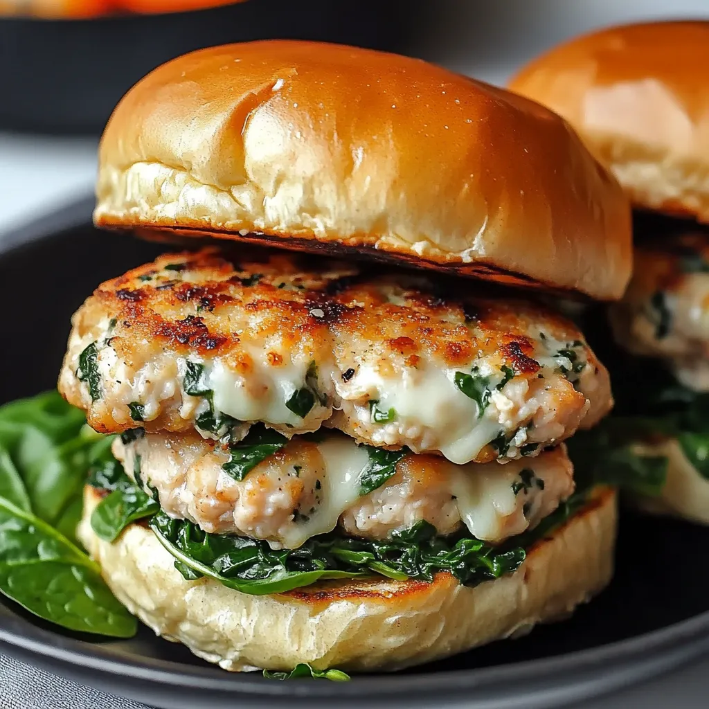 White Cheddar and Spinach Chicken Burgers