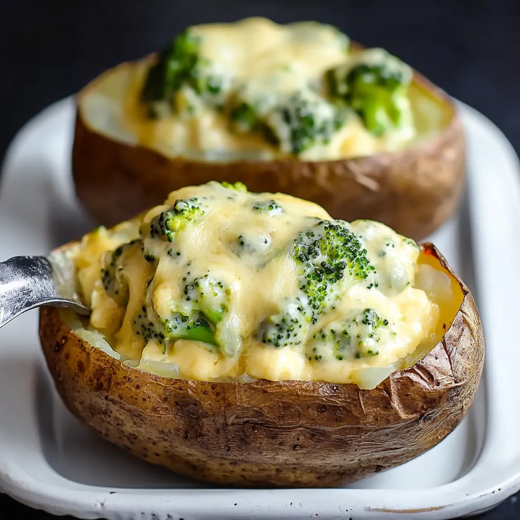 Cheesy Baked Potatoes with Broccoli Cheese Sauce