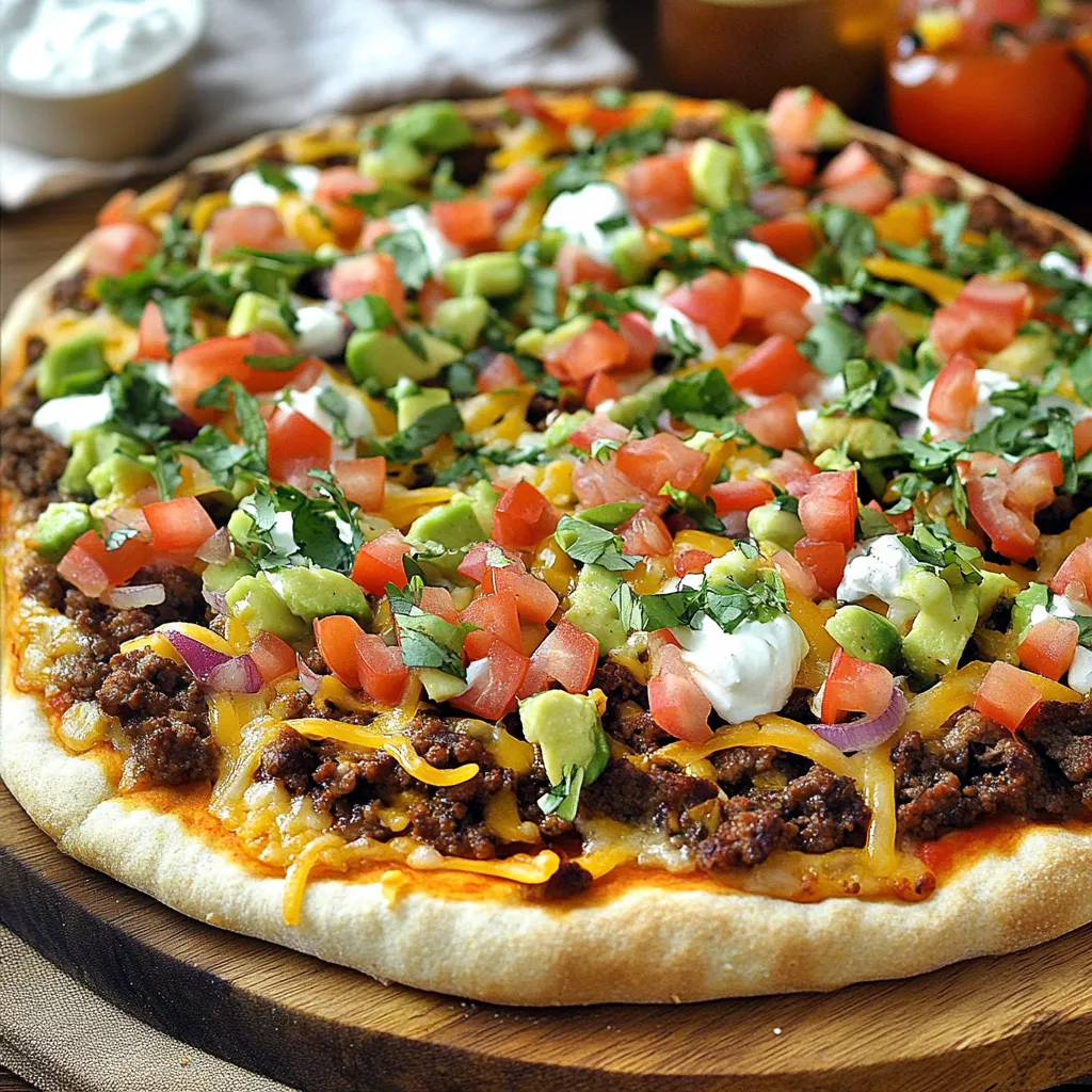 A pizza with tomatoes, avocado, and cheese.