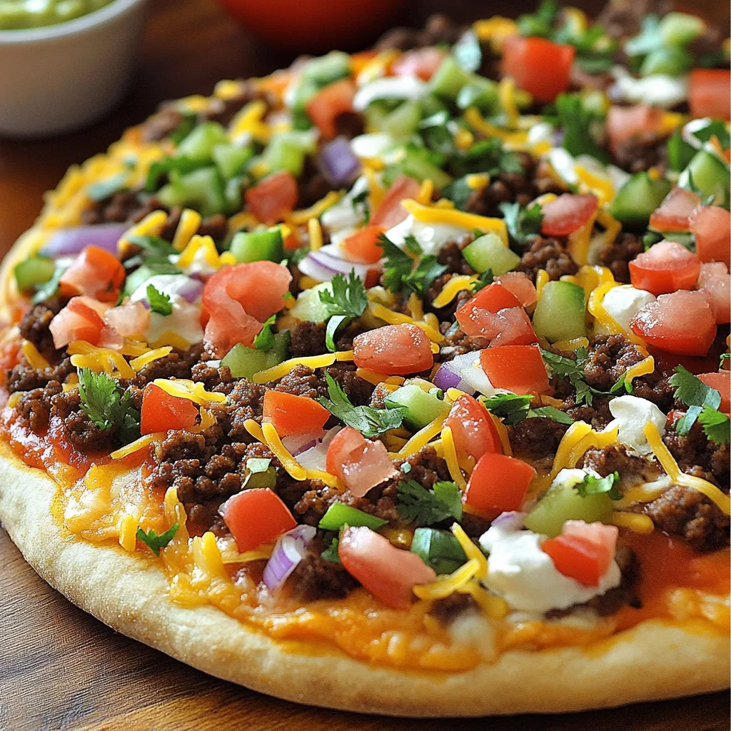 A pizza with tomatoes, cheese, and meat on top.