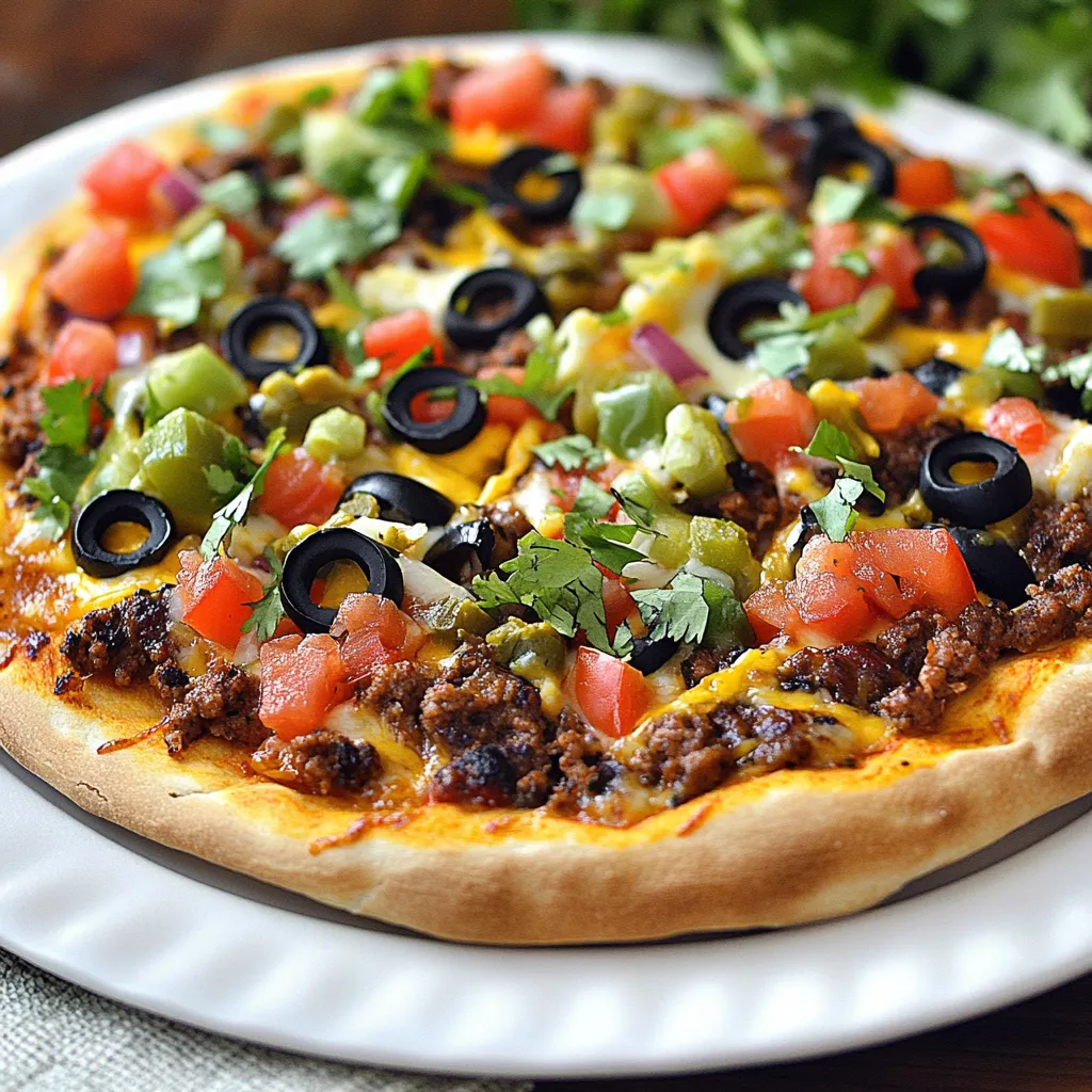 A pizza with tomatoes, olives, and jalapenos.