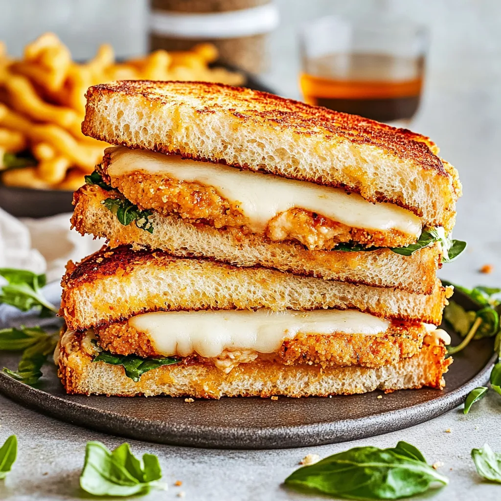 A sandwich with chicken and cheese on top.