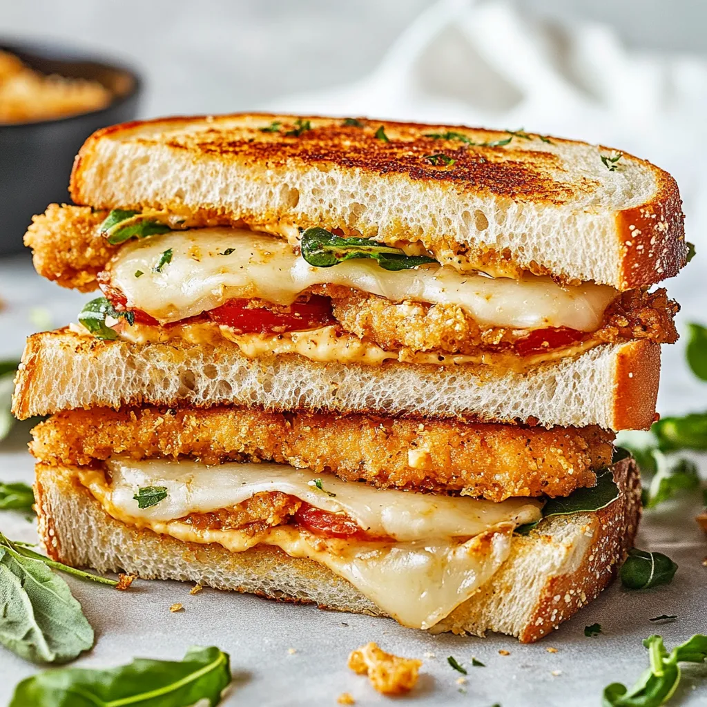 A sandwich with chicken and cheese.