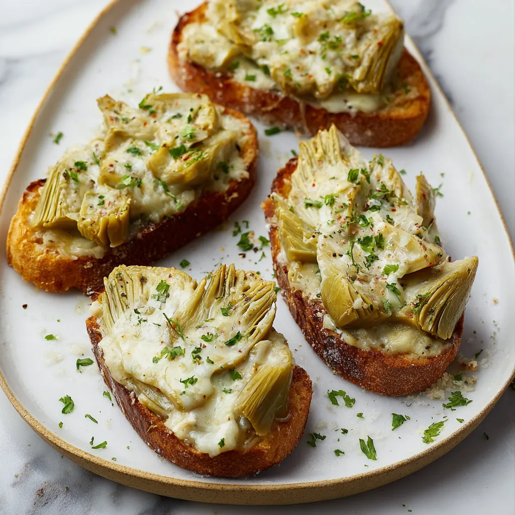 A plate of bread with cheese and greens on it.