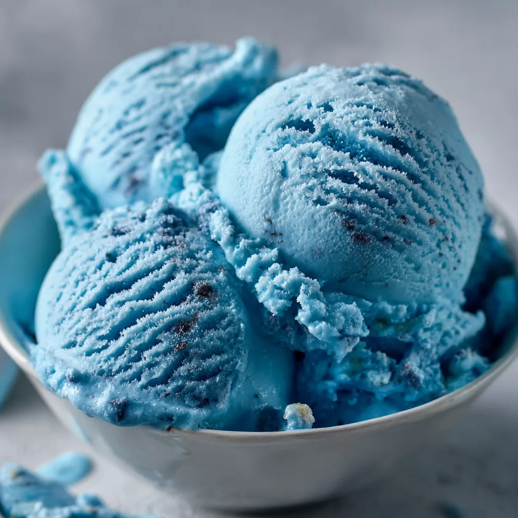 A bowl of blue ice cream.