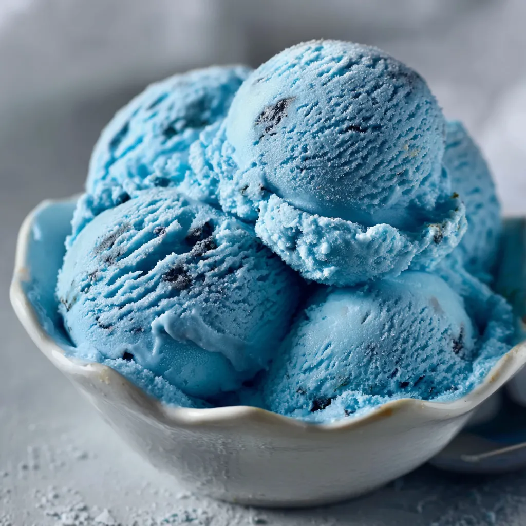 A bowl of blue ice cream.