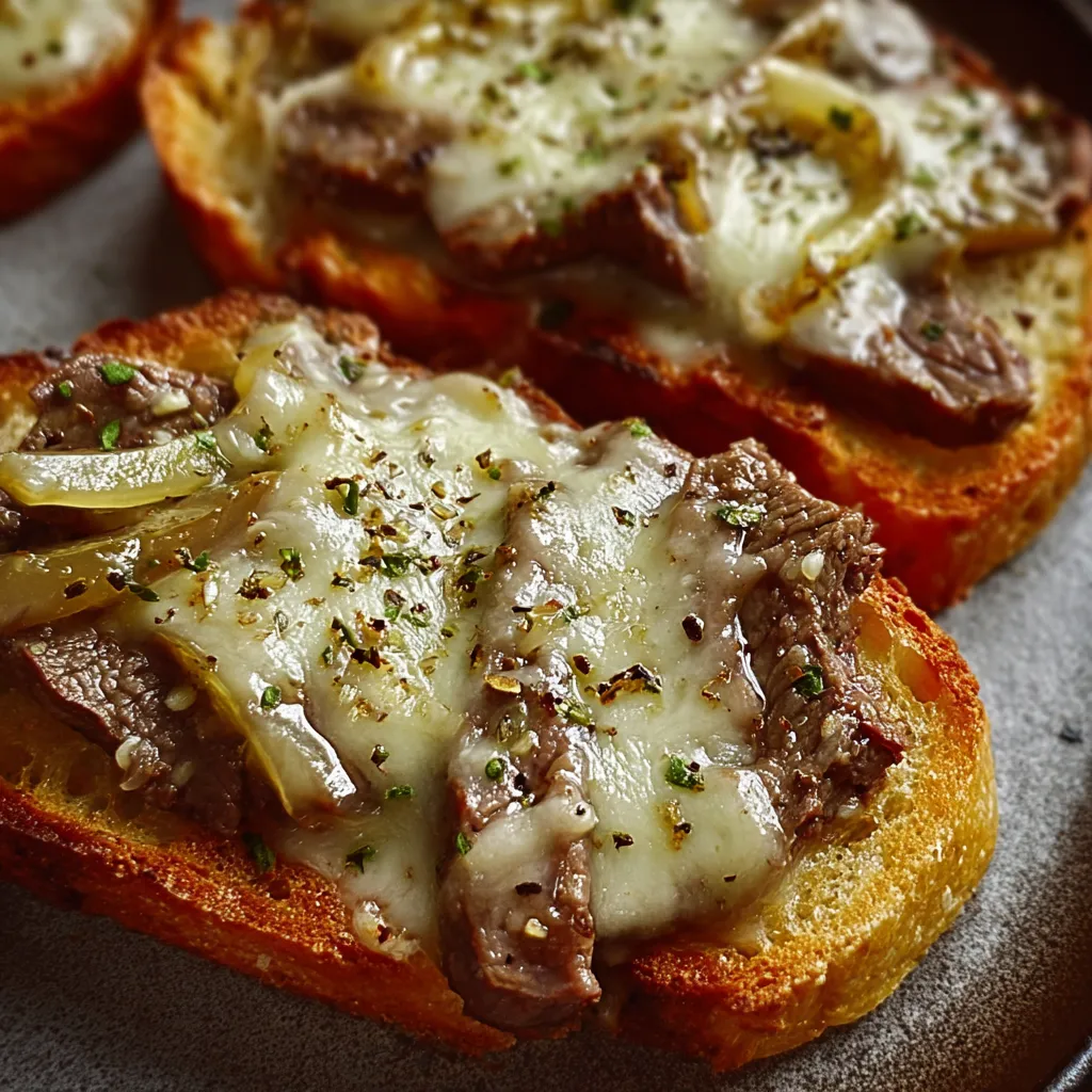 Two pieces of bread with meat and cheese on top.