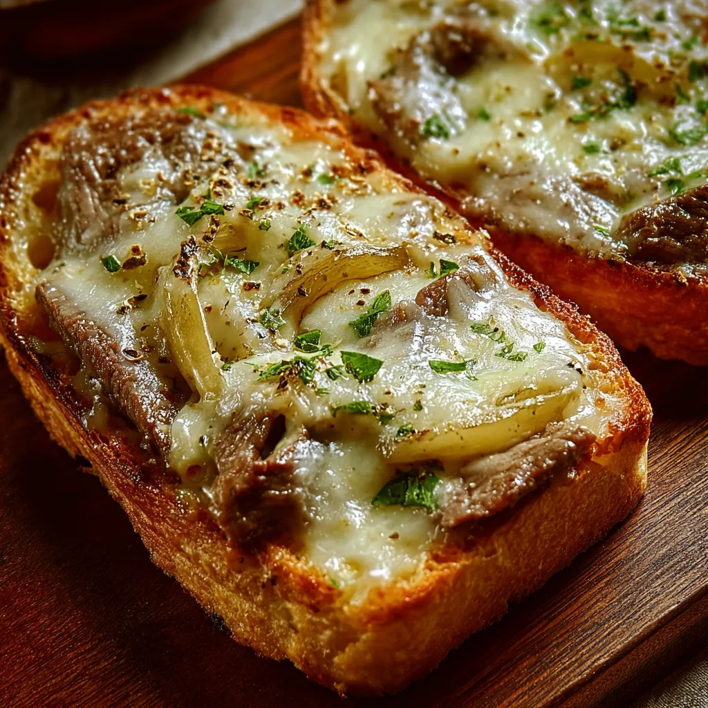 Two slices of bread with meat and cheese on top.