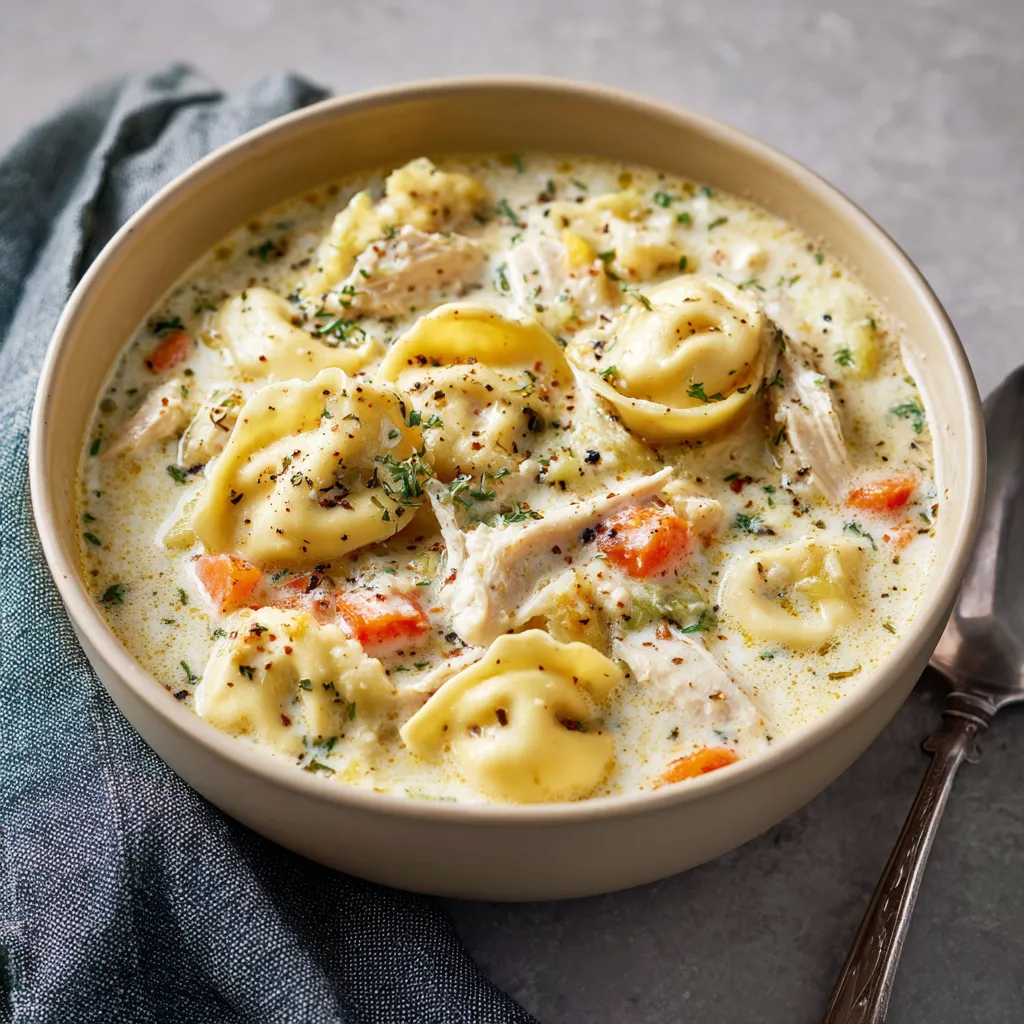 A bowl of soup with pasta and chicken.