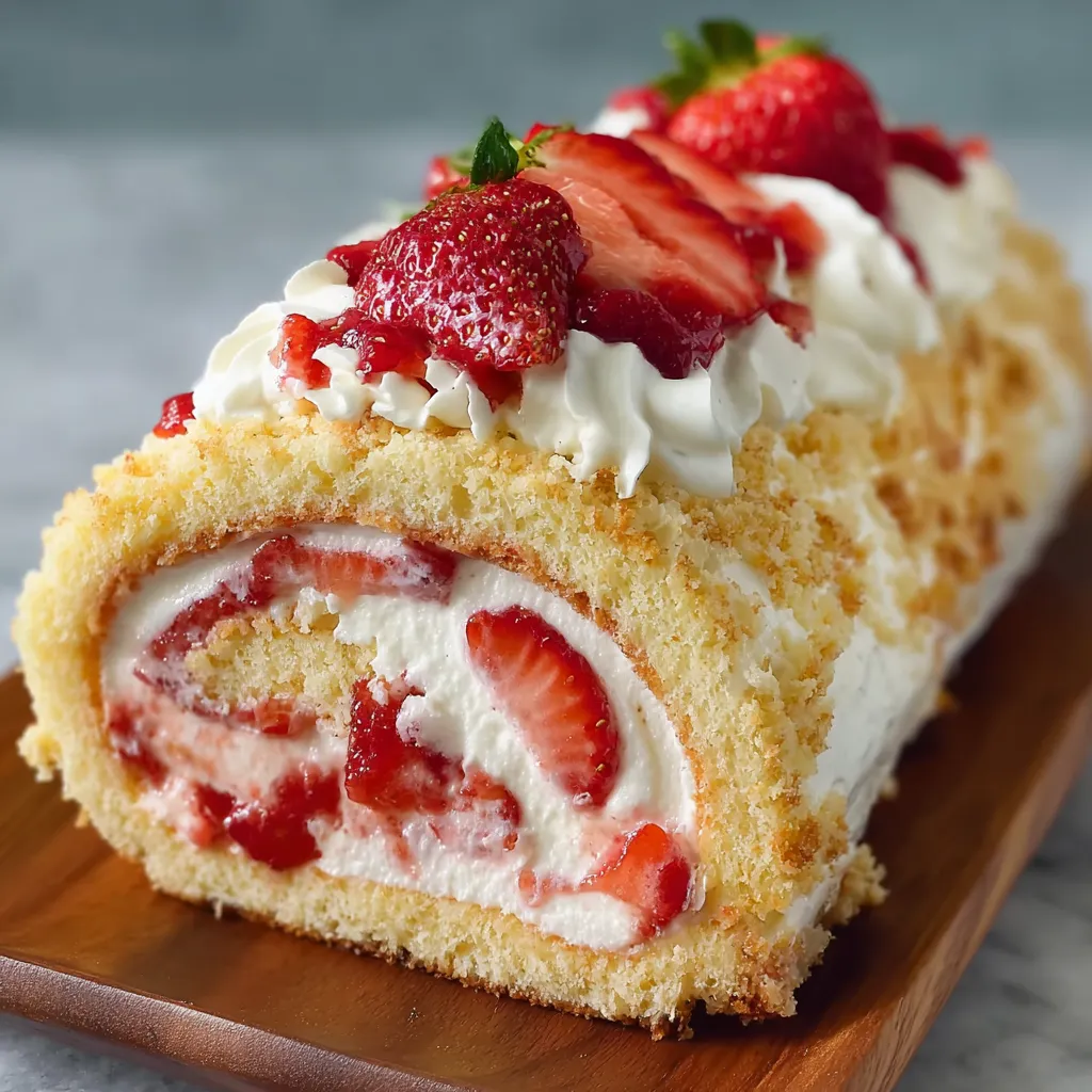 A slice of cake with strawberries on top.
