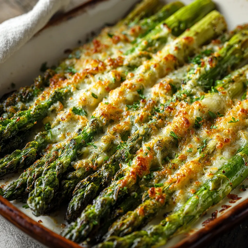 A dish of food with green vegetables.