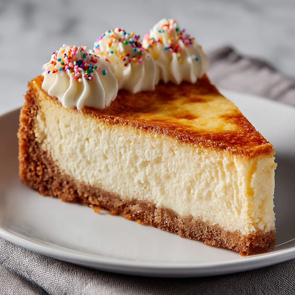 A slice of cheesecake with sprinkles on a plate.