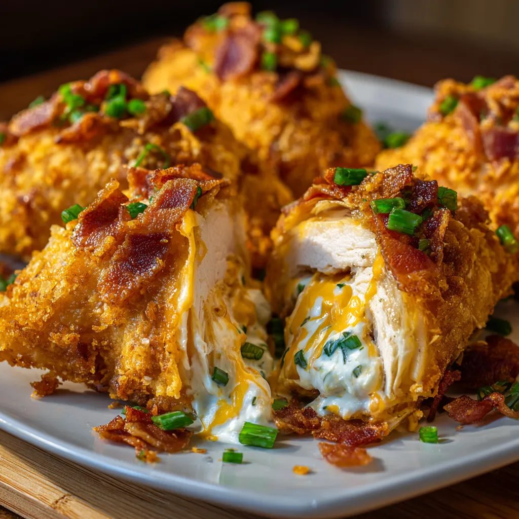 Bacon wrapped chicken with cheese and bacon.