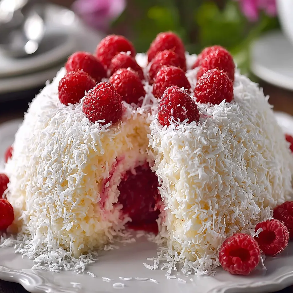 A cake with raspberries on top.