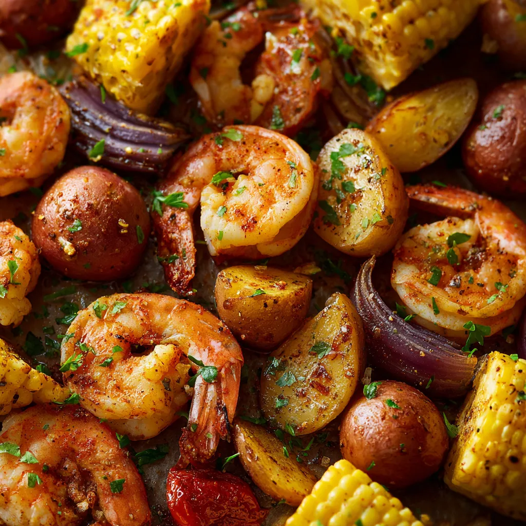 A close up of shrimp and vegetables.