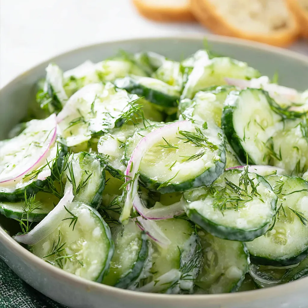 A bowl of cucumber salad.