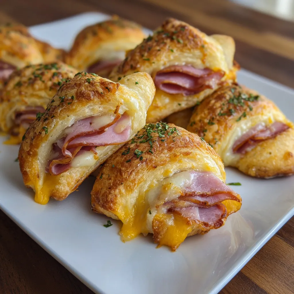 A plate of food with cheese and ham.